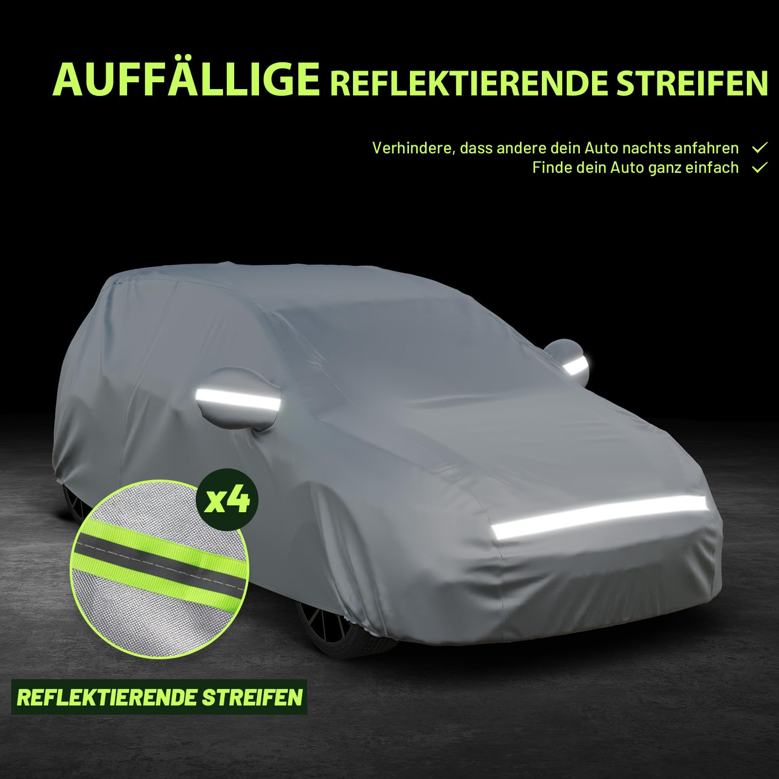 Favoto Autoabdeckung Vollgarage Auto Abdeckplane Staubdicht Wasserdicht Autohülle Autoplane Winter & Sommer für 400cm-435cm Schrägheck Auto 2.8kg