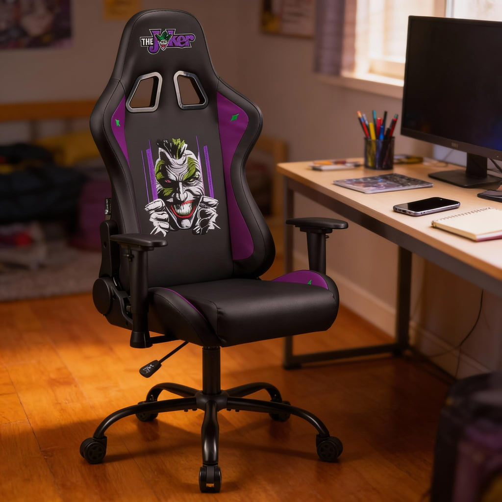 SUBSONIC Joker - Gaming Stuhl oder Bürostuhl, Gamer Sessel für Erwachsene, Bequeme Sitzfläche, integrierte Kopfstütze, Armlehnen und Höhe verstellbar, ergonomische Rückenlehne - Schwarz.