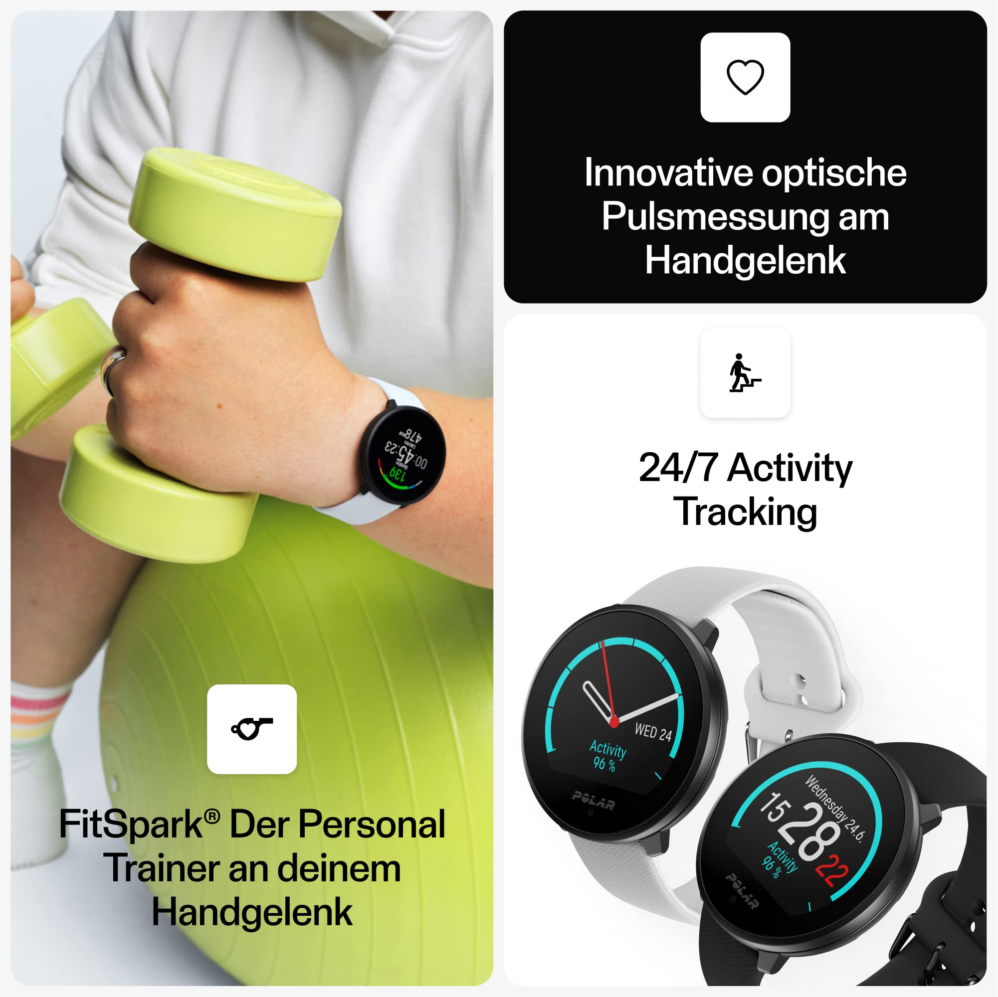 Polar Unite – Smartwatch - wasserdichte Fitnessuhr mit Connected GPS, Schlaftracking, täglichen Trainingsanleitungen, Erholungsanalyse – optische Pulsmessung am Handgelenk