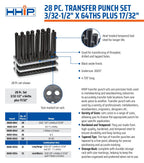 HHIP 8600-0041 Transferstanzer-Set, 28-teilig, 3/32-1,27 cm