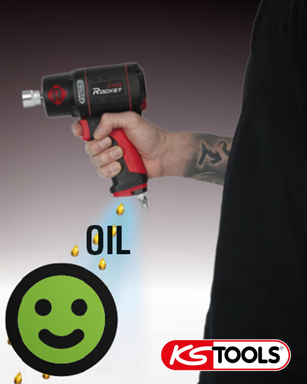 KS Tools Schlagschrauber Druckluft ROCKET II 1/2" 512.0002 2300Nm I Druckluft Schlagschrauber mit 8-Lamellen Luftmotor & Hochleistungs-Doppel-Hammer-Schlagwerk