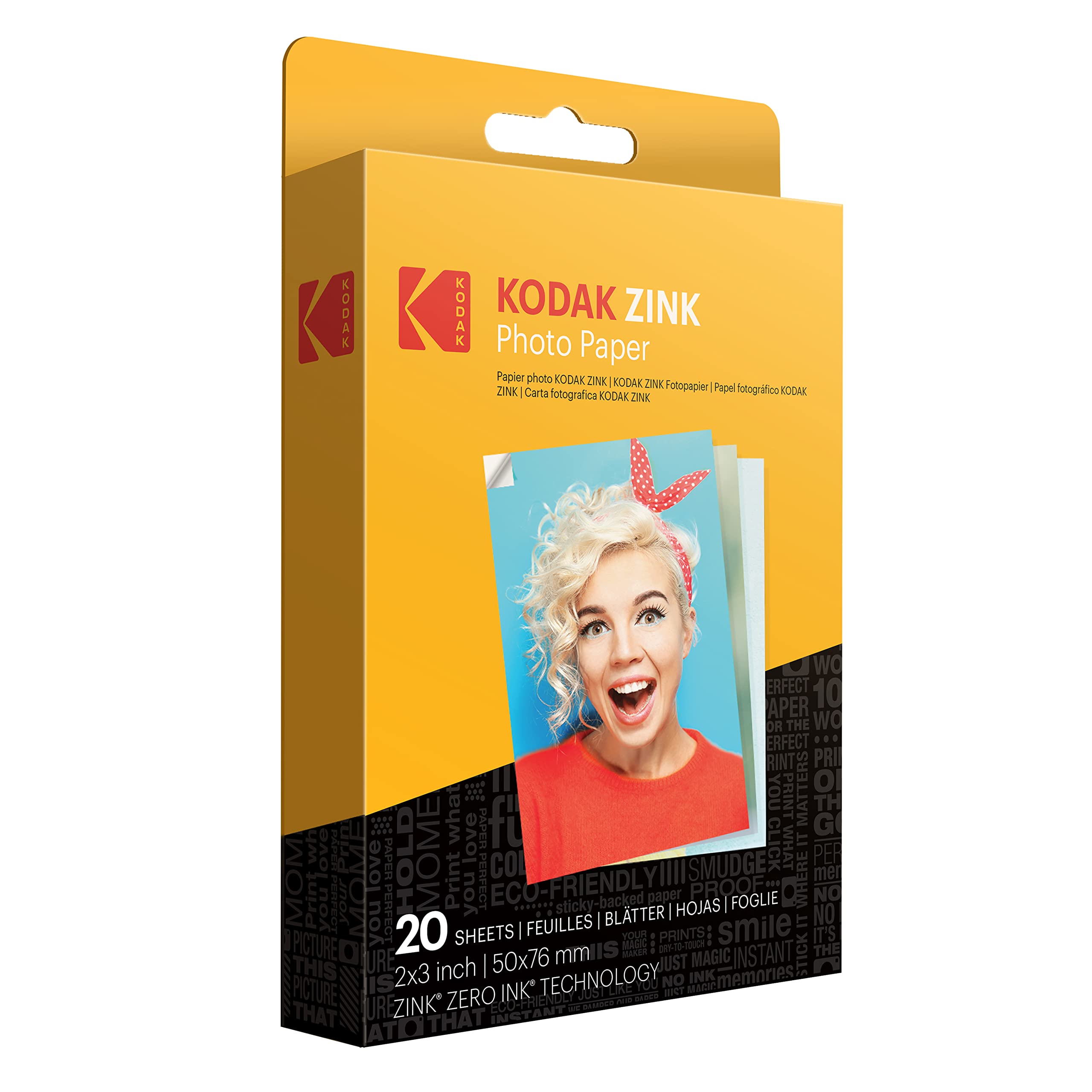 KODAK Step Slim Mobiler Sofortbild-Fotodrucker – Kit: 20 Packung Zinkpapier, Etui