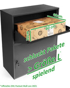 Ondis24 Korona Paketbox Postbox für Pakete, Päckchen, Warensendungen und Briefe mit Paketsafe (Schwarz, XXL 103 cm x 73 cm)
