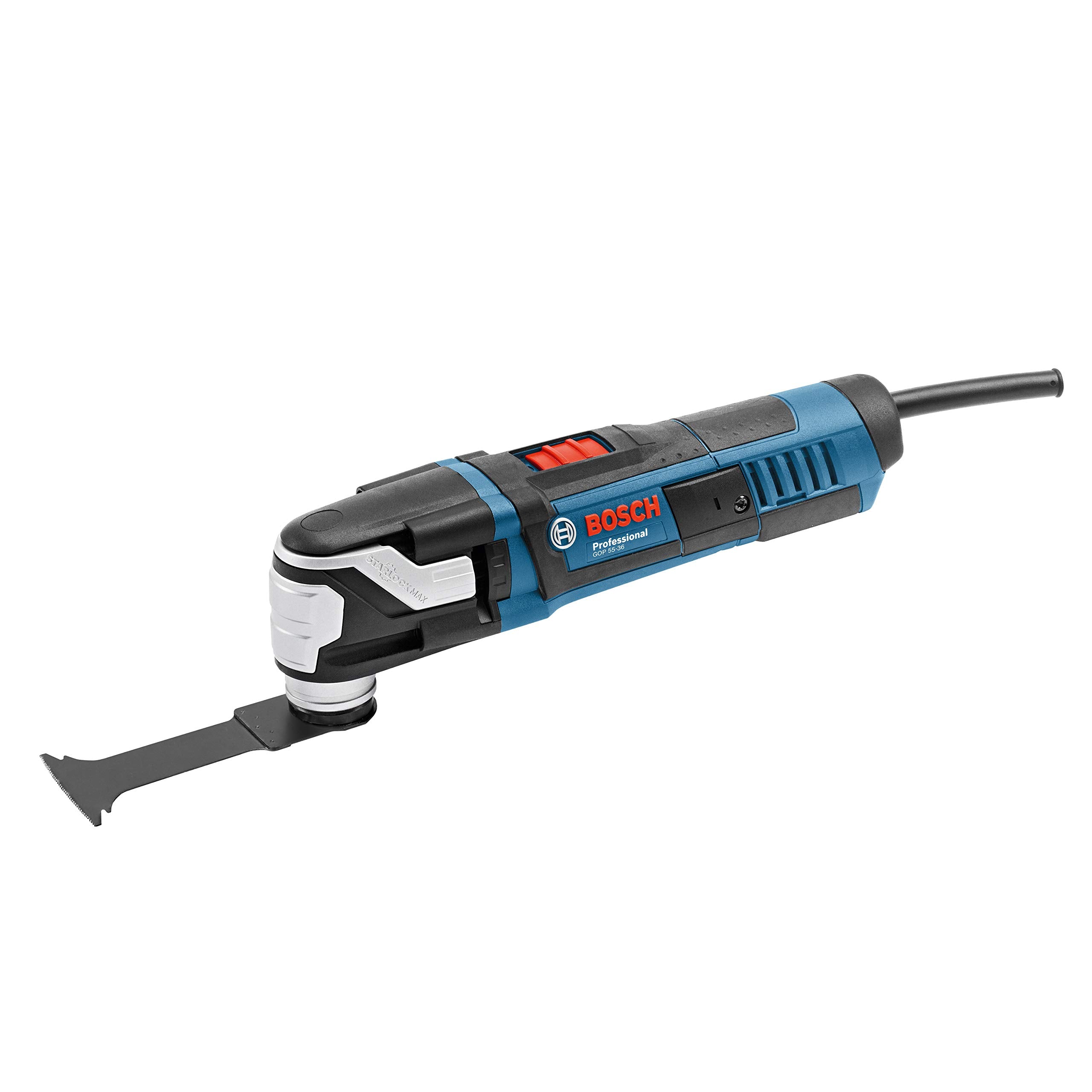 Bosch Professional Multi-Cutter GOP 55-36 (Starlock-Werkzeugaufnahme, Leistung 550 Watt, inkl. 9x Tauchsägeblatt, 25x Schleifpapiere, 2x Segmentsägeblatt, 1x Schleifplatte, L-BOXX)