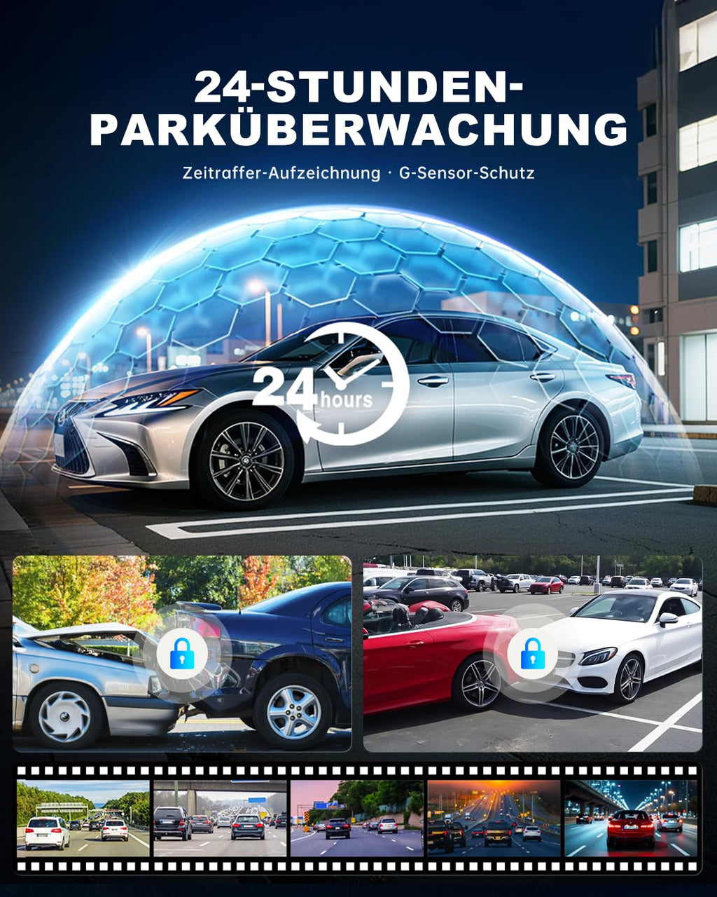 JOMISE 4K+4K Dashcam vorne und hinten, ultraschnelle Ethernet-Datenübertragung (20 Mbps) & stabiles WiFi 6, Touchscreen camera auto mit GPS, Nachtsicht, 24h Parküberwachung, Speicher bis 1TB (A80 Pro)