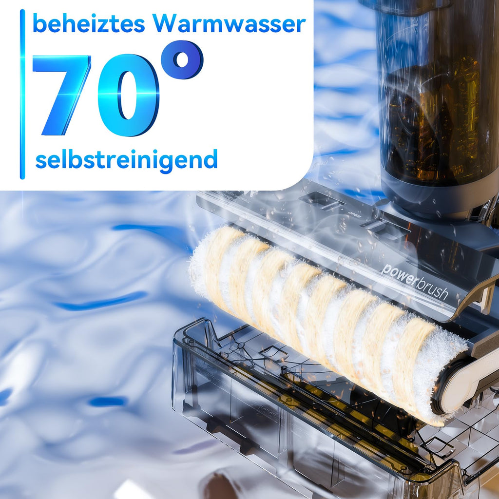 JONR ED12 Pro Nass Trockensauger Akku, Kabelloser Saugwischer, Dreikantenreinigung, Heißwasser-Selbstreinigung Heißluft-Trocknung, 850mL Wassertank, Anti-Verwirrungs-Haar für Hartböden, Tierhaare