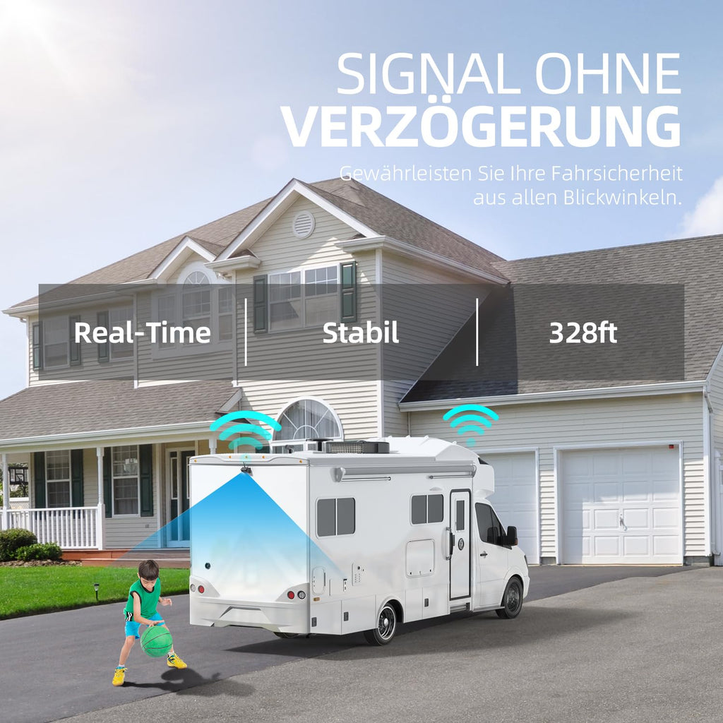 eRapta Magnetisch Solar Rückfahrkamera Kabellos mit 7" 1080P Monitor: 9600mAh Akku 1 Mins DIY Installation & Dual-Split Funk Rückfahrkamera, IP69K Wasserdicht Rückfahrkameras für Auto, LKW, Van, RV