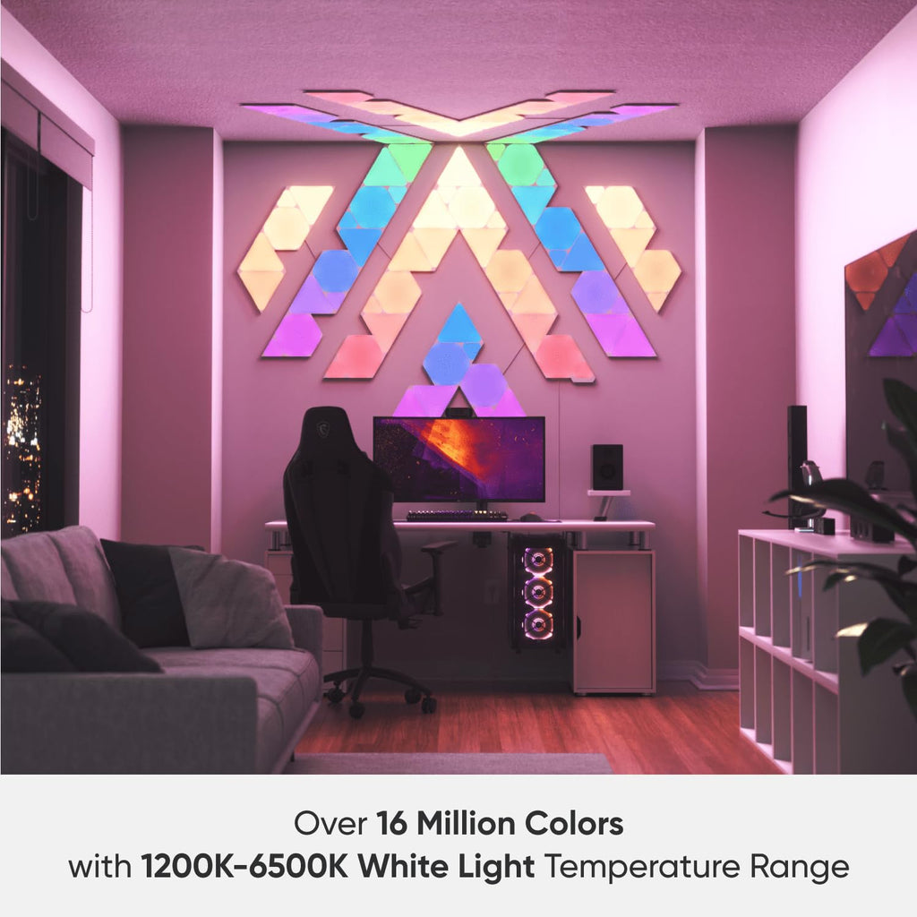Nanoleaf Shapes Triangle Erweiterungspack, 3 zusätzliche Dreieckigen LED Panels - Smarte Modulare RGBW WLAN 16 Mio. Farben Wandleuchte Innen, Musik & Bildschirm Sync, Funktioniert mit Alexa