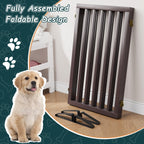 Semiocthome Absperrgitter für Hunde, 3-Panel Hundegitter, ausgestattet mit 2 Metallstützen, 82 cm hoch, faltbares Gitter für den Innenbereich, erweiterbar bis 140 cm Breite, Braun