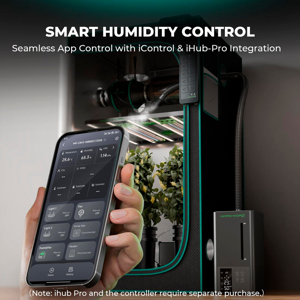 MARS HYDRO New Plant Humidifier 6L,with Adjustable Humidity,Timer Function,Ultrasonic Precise and Silent Operation,No-Leak Seal for Grow Tent,Indoor Planting,Greenhouse