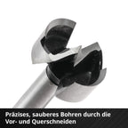 Original Einhell M-CASE 5-tlg. Forstnerbohrer-Set (aus C65 Stahl, E 6.3 Schaft, Querschneide, Zentrierspitze, konische Kopfform, 4-seitig geschlossene Vorschneide inkl. Aufbewahrungsbox)