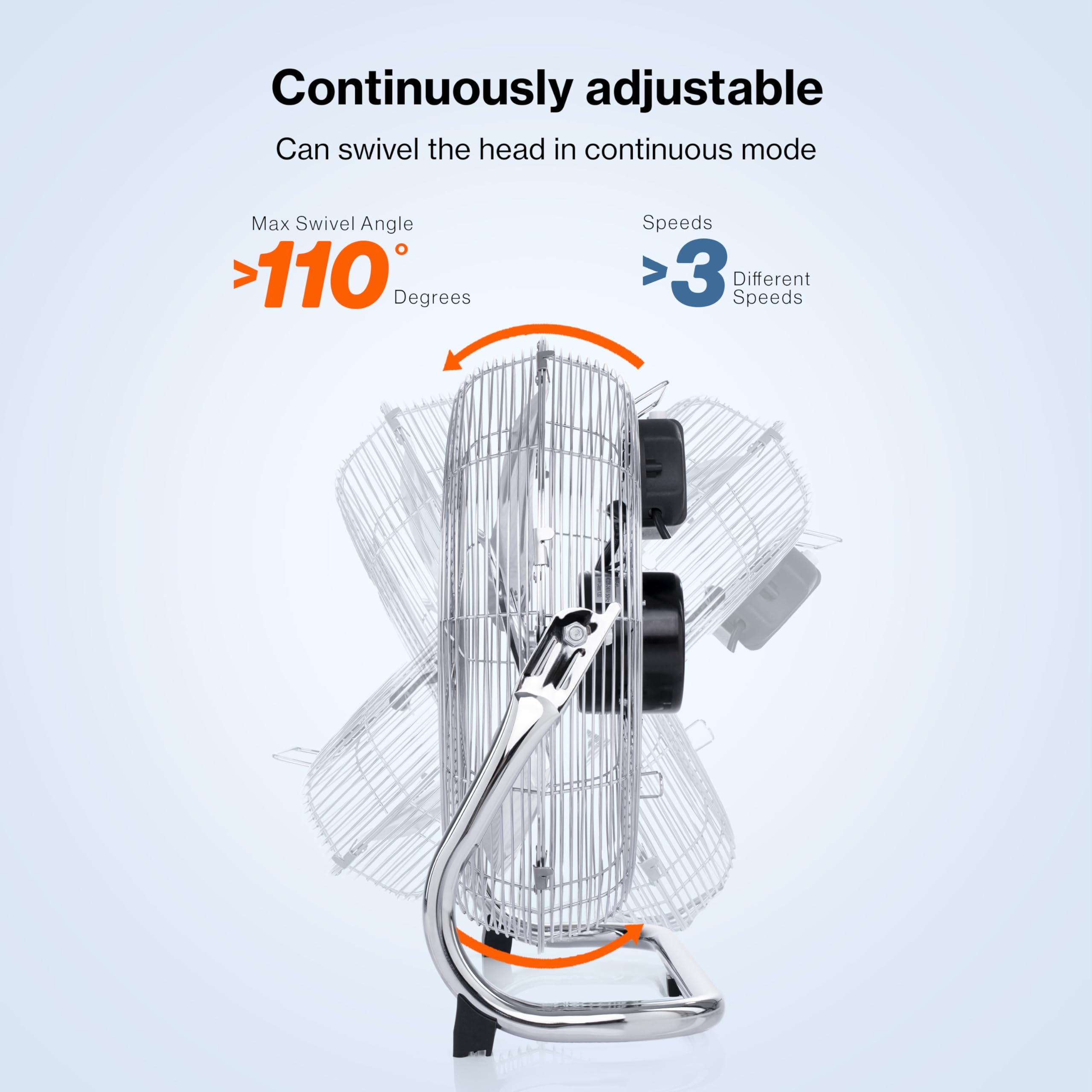 TRESKO AERSON Bodenventilator 60cm | Windmaschine mit 3-Leistungsstufen 200W | Standventilator Ventilator | hoher Luftdurchsatz | robuste Metallausführung | Neigungswinkel ca. 110 Grad