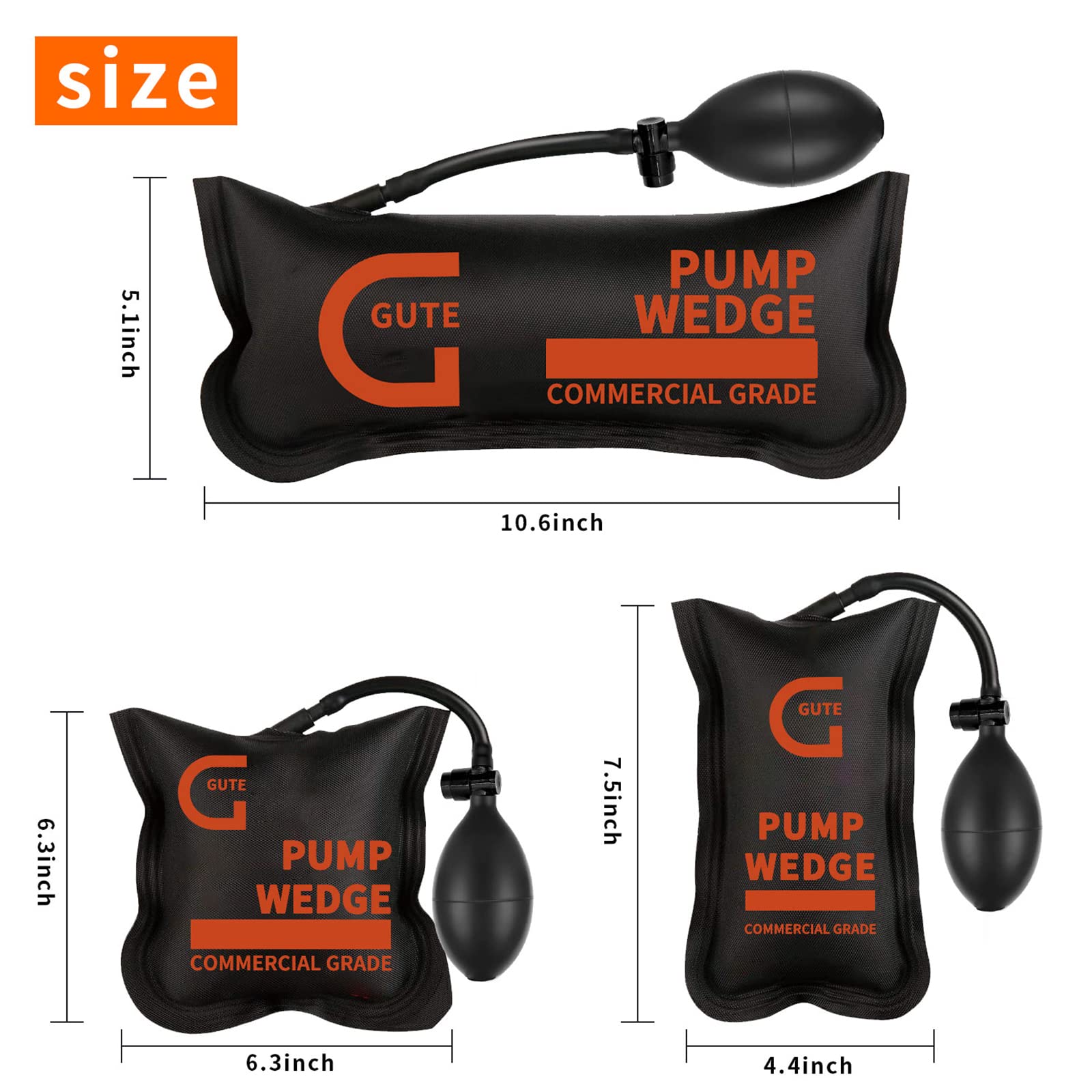 Gute Montagekissen Luftkissen Air Wedge Pump,Hebekissen Aufblasbar,Pneumatikspanner Spreizkissen,Air Wedge Pump,Luftkissenheber für Fenster,Tür,Auto,Großgeräte (3 Stück) a