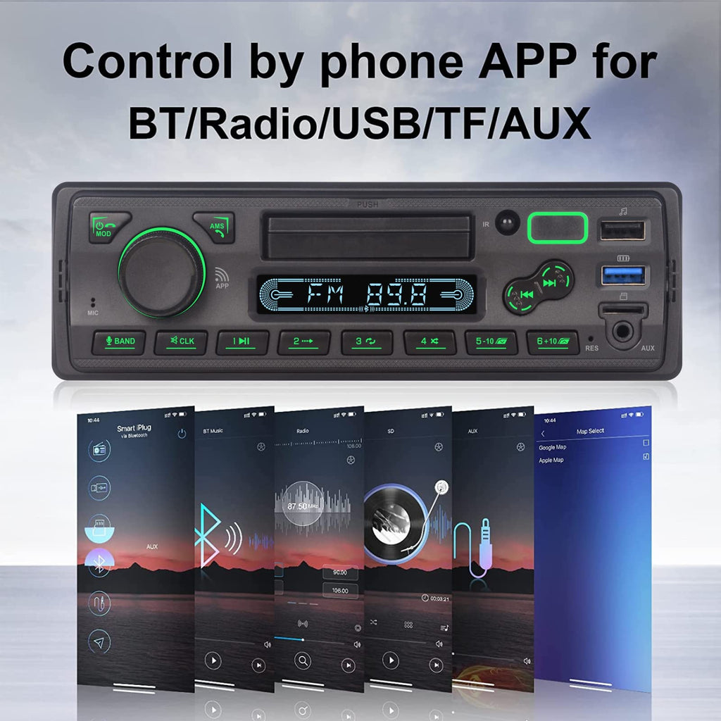 LXKLSZ Autoradio mit Bluetooth Single Din mit APP-Steuerung MP3-Player-Unterstützung Freisprechen/USB/FM/AM/TF/AUX-in/EQ-Set, Autoradio-Empfänger
