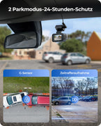 Krunia 2K WiFi Mini Dashcam Auto, Frontkamera mit App, CPL-Unterstützung, Externes GPS, WDR-Nachtsicht, 24Std Parküberwachung, Magnethalterung, Superkondensator, 170° Weitwinkel Kamera