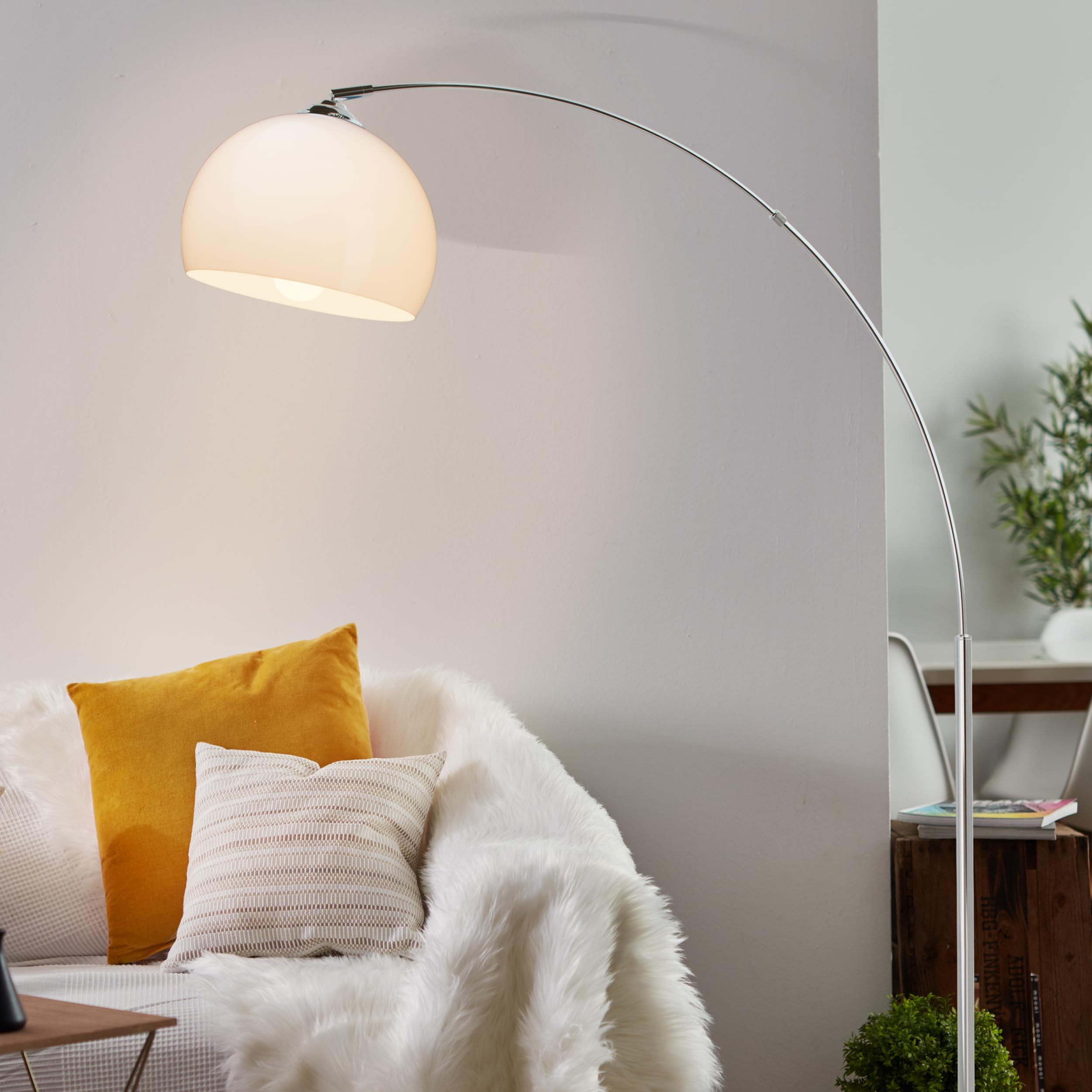 Brilliant Lampe Vessa Bogenstandleuchte 1, 7m chrom/weiß