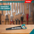 TOTAL - Zementsäge | 600mm Länge | Wolframblech | Zum Schneiden von Zement, Beton oder Ziegeln | Ideales Werkzeug für Bau- und Mauerwerksarbeiten