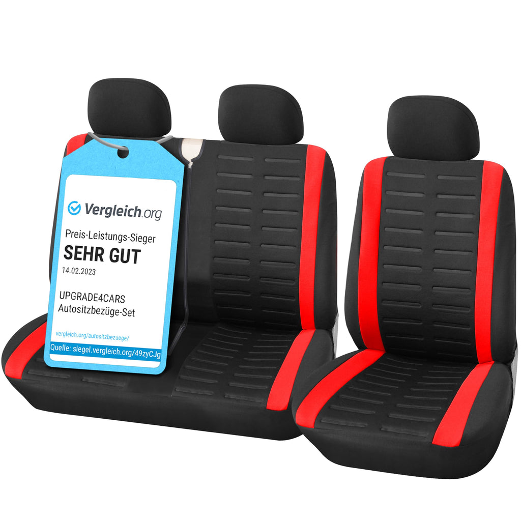 Upgrade4cars Transporter Autositzbezüge Set für die Vordersitze | Van Auto-Schonbezüge Universal in Rot