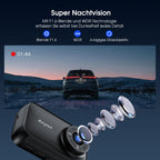 Avylet 4K/2.5K+1080P Dashcam Auto Vorne Hinten, 5GHz WiFi/APP Dual Kamera mit 64GB Card, ADAS Spurhalteassistent, Parküberwachung, externem GPS, Super Nachtsicht, WDR, G-Sensor, 170°+150° Weitwinkel