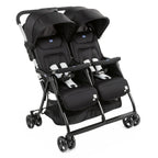 Chicco OHlalà Twin Geschwisterwagen von Geburt bis 15 kg, Kinderwagen für Zwillinge und Geschwister, Verstellbarer Faltbarer Zwillingsbuggy, Regenschutz und Ausziehbares Verdeck