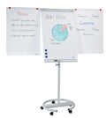 FRANKEN Flipchart, Beschreibbar, Magnetisch, Mobil, Mit Rollen und 2 Seitenarmen, Whiteboard mit Ständer, Papierhalterung und Stifteablage, 68 x 105 cm, ECO Mobil, F2400/N