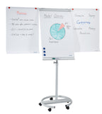 FRANKEN Flipchart, Beschreibbar, Magnetisch, Mobil, Mit Rollen und 2 Seitenarmen, Whiteboard mit Ständer, Papierhalterung und Stifteablage, 68 x 105 cm, ECO Mobil, F2400/N