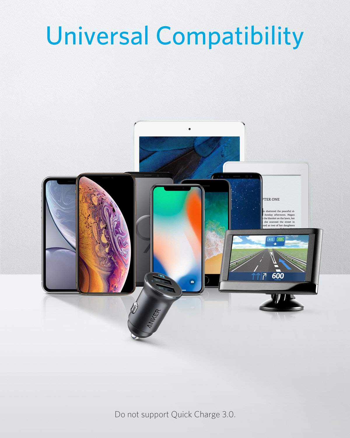 Anker 24W Car Charger Ladegerät, Mini Autoladegerät, 4.8A Duales USB Mit Blauem LED-Licht, Kompatibel Mit iPhone15/14/13, iPad Pro/Air 2/Mini, Galaxy und Mehr