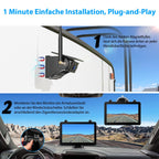 Rückfahrkamera Kabellos Dual Solar Magnetische Rückfahrkamera: 7“ 1080P Touchscreen IPS-Monitor, 12000mAh Akku, 1 Min Einrichtung, IP69K Wasserdicht Rückfahrkameras für Wohnmobile,Anhänger und LKWs