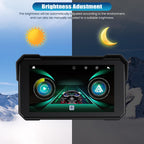 Motorcycle GPS CarPlay Screen with Motorcycle Design Holder, Wireless Carplay and Android Car, Portable Waterproof 5 Inch Touchscreen Motorcycle GPS CarPlay Screen Supports Bluetooth, Siri