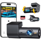 CIEVIE 4K+1080P Dashcam Auto Vorne Hinten mit 64GB SD Karte, 5GHz WiFi Dashcam mit 1,5″ IPS Display, 170° Weitwinkel, G-Sensor, WDR Nachtsicht, Loop-Aufnahme, APP Steuerung, Unterstützt 256 GB Max