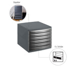 Rotho Quadra Schubladenbox / Bürobox mit 6 Schüben, Kunststoff (PS) BPA-frei, schwarz, (36.5 x 28.0 x 25.0 cm), Anthrazit