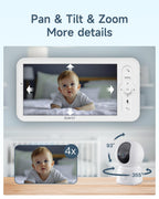 ARENTI Babyphone mit 2 Kamera und App mit 5" Display, 1080P PTZ Video Babyfon mit Kamera, One-Touch-Ruf, Temperatursensor, Wiegenlied, Nachtsicht, 2 Wege Audio, VoX Mode, Automatische Verfolgung