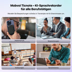 Mobvoi TicNote KI Digitales Diktiergerät, 64 GB Speicher, Notizrekorder mit Hülle, App-Steuerung, über 100 Sprachen, Transkribieren, Zusammenfassen mit AI Shadow,digitaler Audiorekorder Sprachrekorder