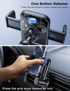 Handyhalterung Auto Handy Halterung Autohalterung: Universale Lüftung Handyhalter, EIN-Knopf-Release & 360 Grad Vent KFZ Halterung für iPhone 16/15/14/13/12 Pro Max Plus, Samsung, Huawei, Xiaomi, usw