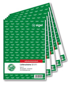 SIGEL SD011 Lieferscheine A5, 2x40 Blatt, selbstdurchschreibend, 5er Pack, Lieferscheinblock, mit Empfangsschein, mikroperforiert, aus nachhaltigem Papier