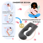 ALLOPERA Pregnancy Pillow, Full Body 57 Inch Maternity Pillow with Removable Washable Cover - Sleep Support for Legs, Back, Neck, Shoulder, HIPS, Belly for Pregnent Women, Velvet Cover (Black)