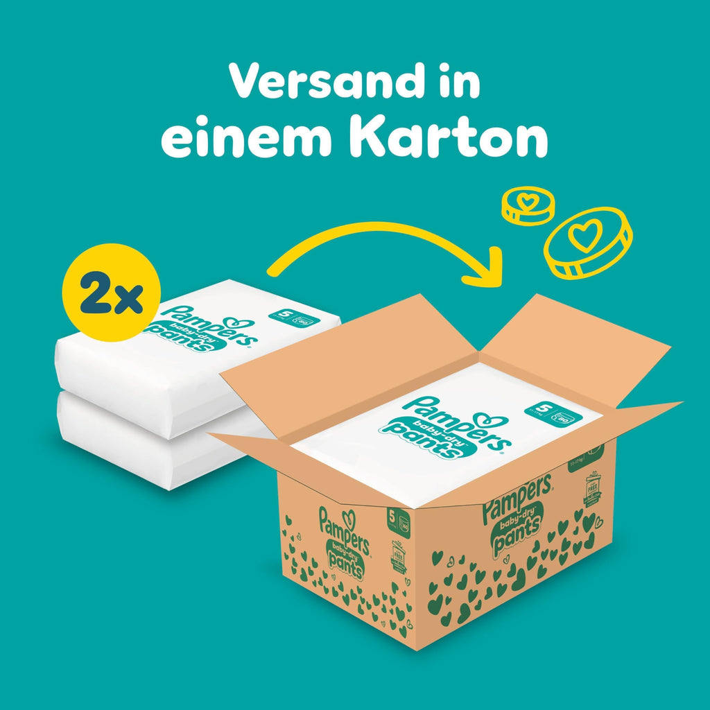 Pampers Baby-Dry Pants Größe 5, 160 Windeln, 11kg-17kg, 360° Passform hilft, Auslaufen zu verhindern