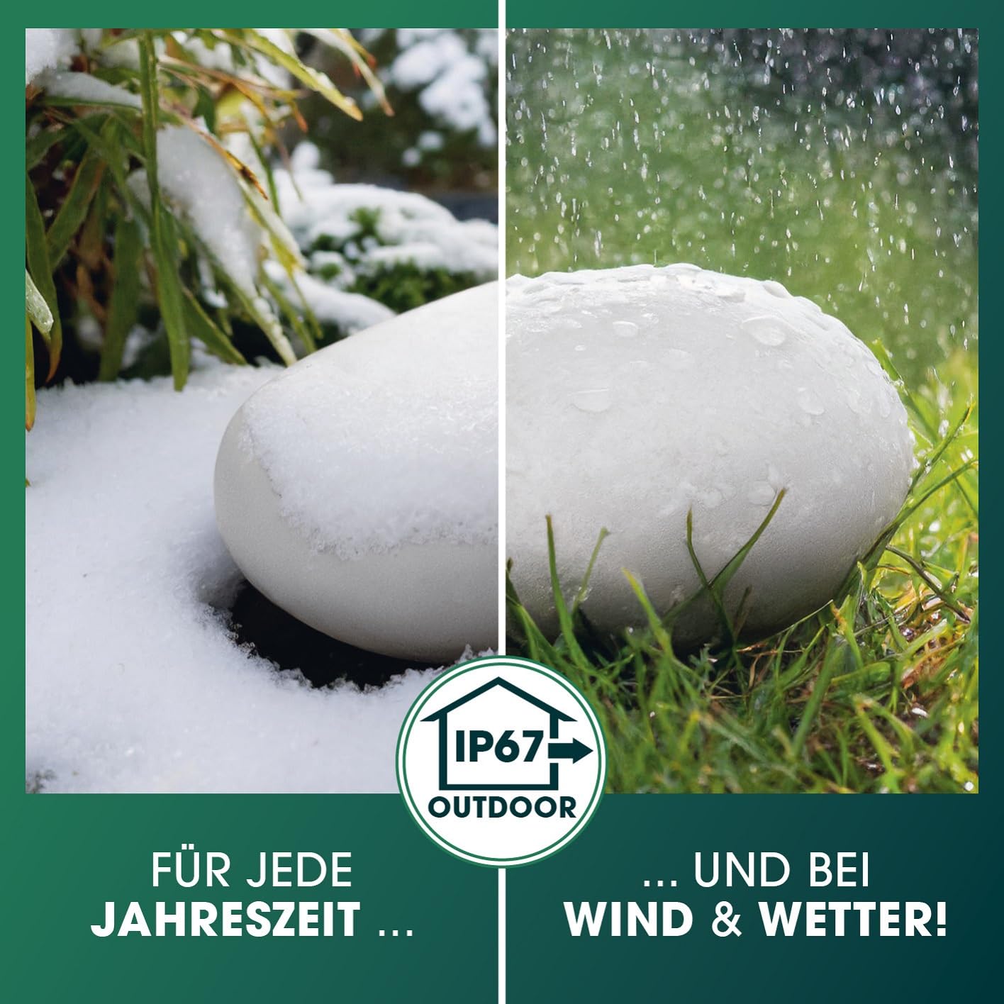 EASYmaxx LED Solarleuchte mit Fernbedienung | kaltweiße Leuchten mit Solarbetrieb & Farbwechsel | dimmbare Helligkeitsstufen, 12 Farben, 5 Leuchtmodi | inklusive Erdspieß & Dämmungssensor | Steinform