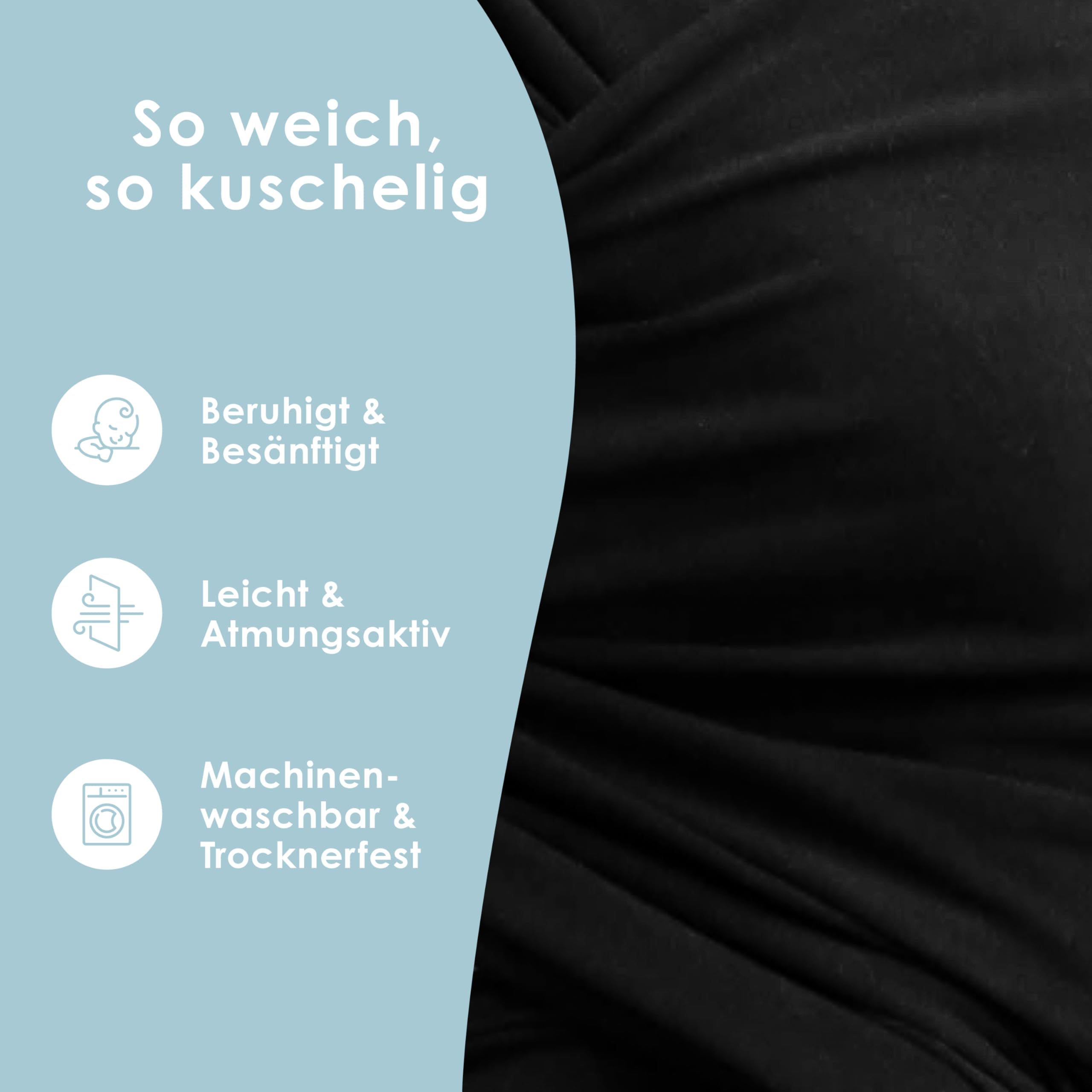 Sleepy Wrap Babytragetuch - Anschmiegsames & Einfach zu Bindendes Tragetuch Baby Neugeboren bis 15 kg, Waschbar, Leicht & Atmungsaktiv (Schwarz)