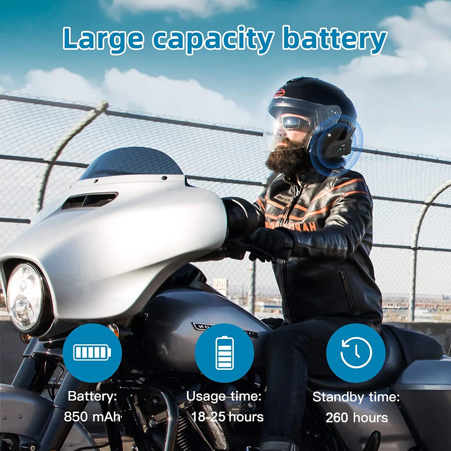 EJEAS V6PRO Motorrad Intercom Bluetooth Headsets 1200m bis zu 6 Reiters DSP-Rauschunterdrückung, Wasserdicht, Kommunikationssystem für Motorräder, USB-C