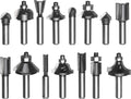 Original Einhell 15 Tlg. Fräser-Set (passend Für Elektro-Oberfräsen, 15-teilig, 8 Mm Schaftdurchmesser, Im Holzkoffer)