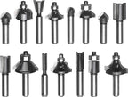 Original Einhell 15 Tlg. Fräser-Set (passend Für Elektro-Oberfräsen, 15-teilig, 8 Mm Schaftdurchmesser, Im Holzkoffer)