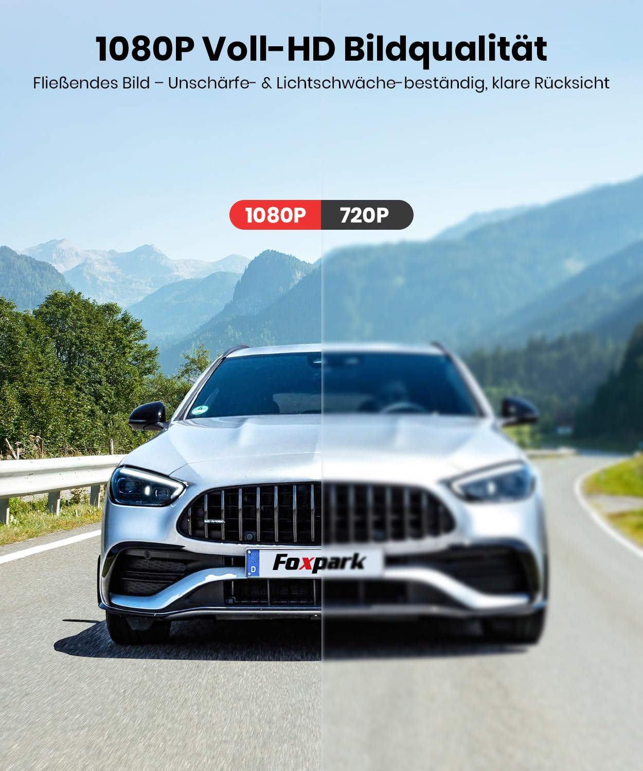 Foxpark Solar Rückfahrkamera Kabellos:Zwei-Minuten-Schnellinstallation & HD 1080P mit 5 Zoll Monitor, Leistungsstarke Nachtsicht, IP69K Auto Wasserdicht Rückfahrkamera Funk Set für Wohnmobil, LKW