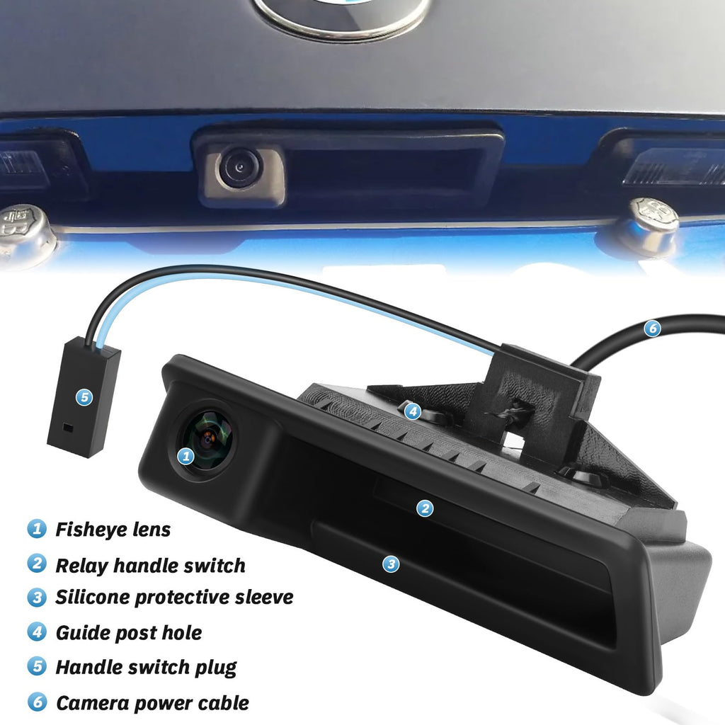 HD 720P Auto Rückfahrkamera Ersatz für BMW 3er 5er X6 E39 E60 E70 E82 E90, 170 Grad Weitwinkel Auto Nachtsicht Rückfahrkamera Parkkamera Wasserdicht
