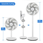 aeco AirX-Flow 100 Standventilator 2-in-1 Stand- & Tischventilator 3 Geschwindigkeitsstufen Höhenverstellbarer Oszillation 85° 55W Kraftvoller 7-Blatt Lüfter Ventilator Luftzirkulation