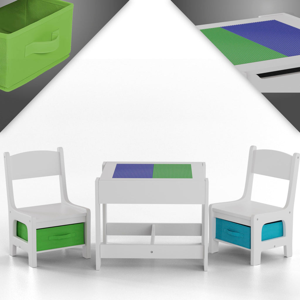 Baby Vivo Kindersitzgruppe Kindertischgruppe Kindermöbel Kinderzimmer Set mit multifunktionalem Tisch und 2 Stühlen aus Holz - Moritz