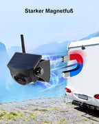 1080P Solar Kabellose Rückfahrkamera – Magnetische WLAN Rückfahrkamera mit Nachtsicht, 365 Tage Standby, IP66, wiederaufladbarer Akku für Anhänger Wohnmobil LKW Auto kompatibel mit Handy Android