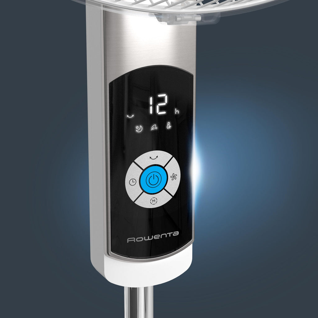 Rowenta Turbo Silence Standventilator, nur 35 dB(A) im Silent Night-Modus, energiesparend, 12 Geschwindigkeiten, digitaler LED-Bildschirm, Timer, Fernbedienung, Weiß, VU5650F0