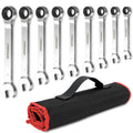 HYCHIKA Ratschenschlüssel Set, 9Pcs Ringschlüssel Set, Schraubenschlüssel set 6-19 mm, Maulschlüssel Ringmaulschlüssel für Fahrradreparatur Autoreparatur