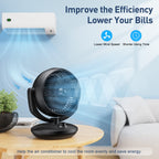 Ventilator Leise, 22dB Tischventilator sehr Leise, Fan mit 3 Geschwindigkeiten und 90° Verstellbare Neigung für 15m² Räume, Leistungsstarker 3D Turbo Ventilatoren für Büro, Schlafzimmer,Schwarz